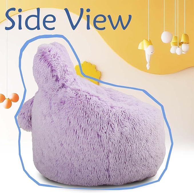Bean Bag Chair for Kids with Plush Faux Fur Cover, 2.5FT Memory Foam Filled - Image 5