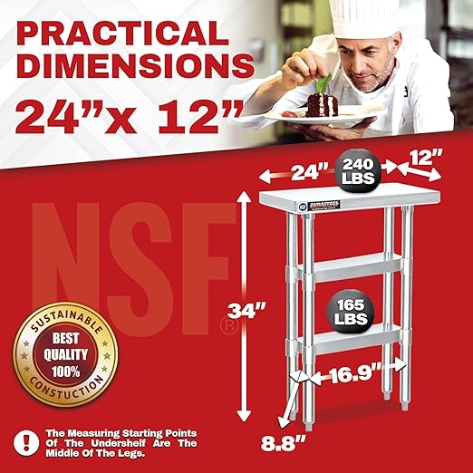 DuraSteel Food Prep Stainless Steel Table - Image 2