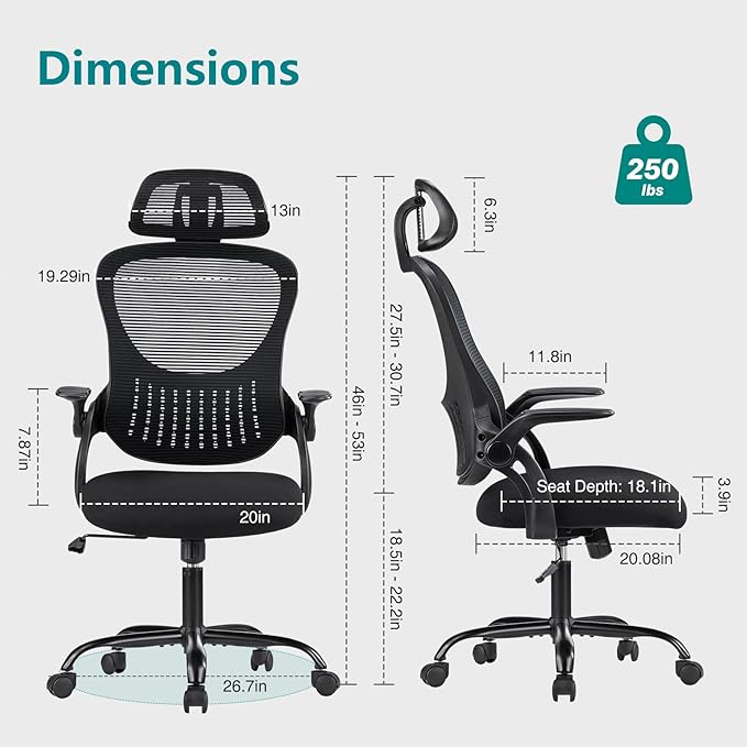 SMUG Office Chair Ergonomic Desk Lumbar Support, Computer Chairs Gaming Mesh - Image 2