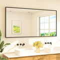TETOTE Matte Black Beveled Framed Bathroom Mirror 72" x 36" Large Black by TETOTE