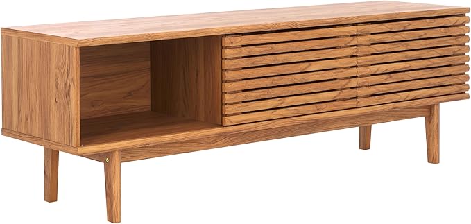 SAFAVIEH Aricia TV Stand for up to 65" Flatscreen – Oak Brown, 2 Sliding Doors - Image 6