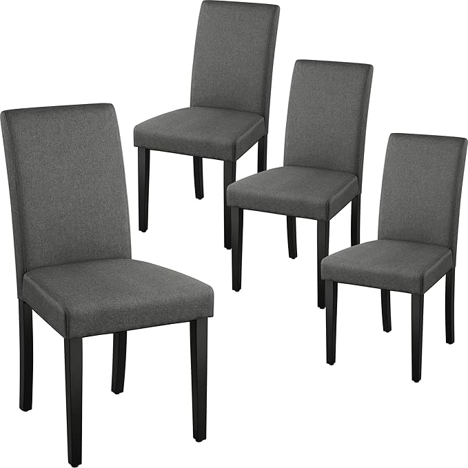 Yaheetech Dining Chairs Set of 4 Fabric Parson Upholstered Kitchen Chairs by Yaheetech