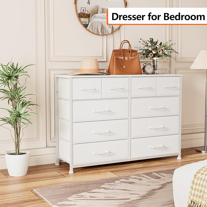 Furnulem Bedroom Dresser White for 55”Long TV Stand Entertainment Center - Image 2