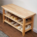 XKZG Storage Bench Wooden Shoe Rack Bench Simple Style Wood Entryway Bench by XKZG