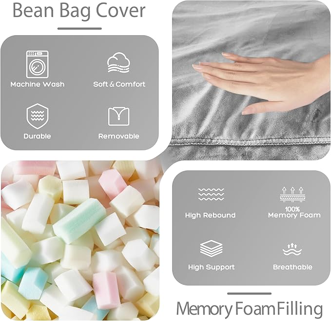 HABUTWAY Bean Bag Chair: Giant 4' Memory Foam Furniture Bean Bag Chairs - Image 5