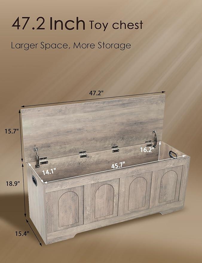 DINZI LVJ Storage Chest, 47.2”Wooden Storage Box - Image 3