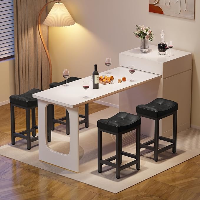 Dripex Backless Saddle Bar Stools Set of 3, Modern Faux Leather 24'' Counter - Image 7