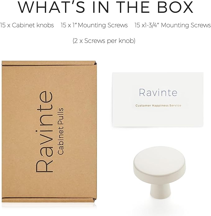 Ravinte 15 Pack Drawer Pulls 1-1/4 Inch White Kitchen Cabinet Knobs Solid Round - Image 7