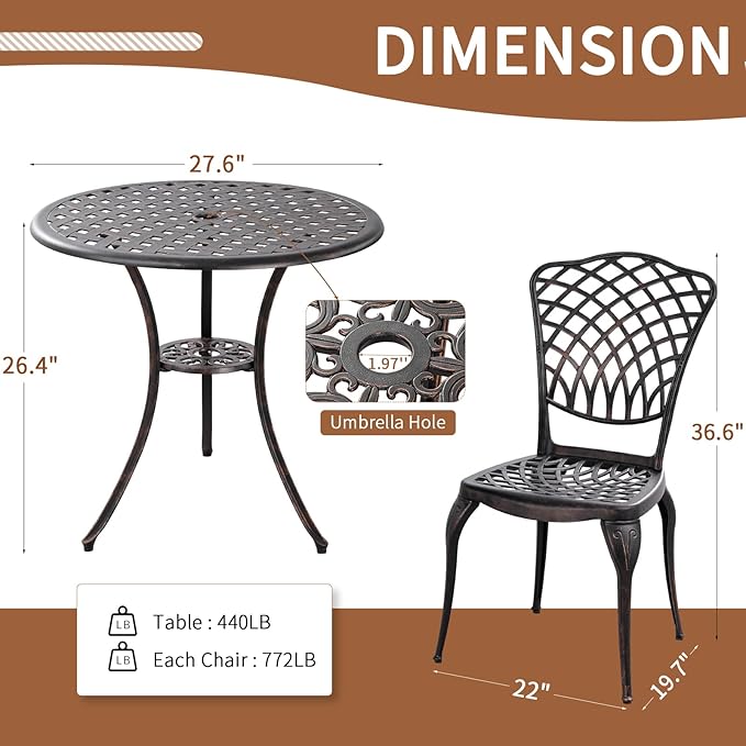 Bronze Patio Bistro Set - Image 4