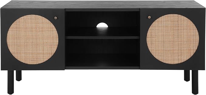 SAFAVIEH Home Collection Ophelia Black 2-Door 2-Shelf Entertainment Media Stand by SAFAVIEH