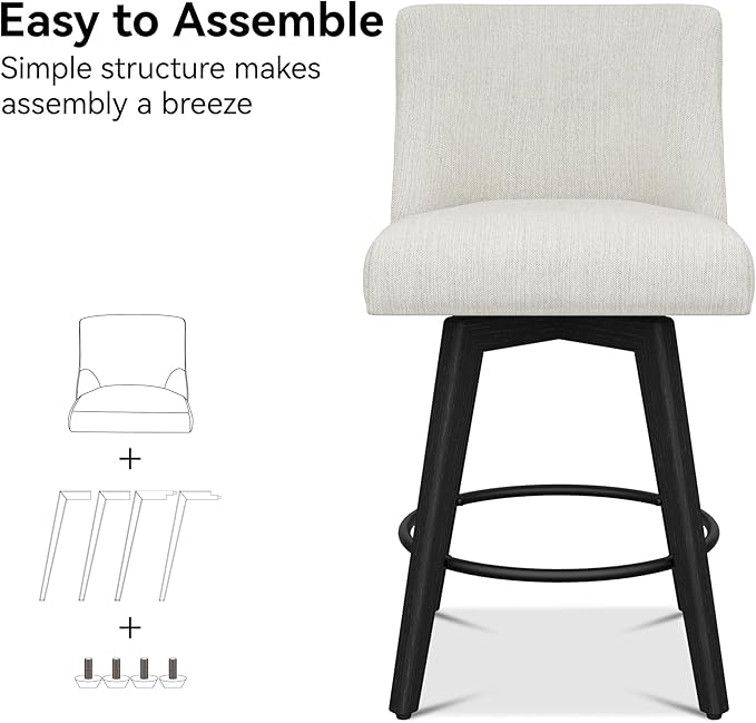Counter Height Bar Stools Set of 3, Modern Swivel Barstools - Image 4