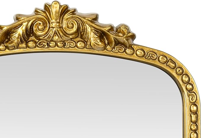 Traditional Ornate Floor Mirror Gold Arched Framed Full Length Wall Mirror - Image 4