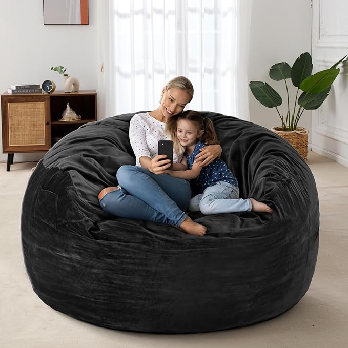 HABUTWAY Bean Bag Chair: Giant 4' Memory Foam Furniture Bean Bag Chairs - Image 4