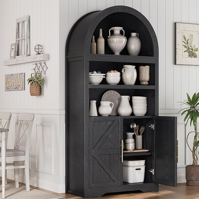 Arched Bookshelf Bookcase China Pantry Storage Cabinet - Image 3