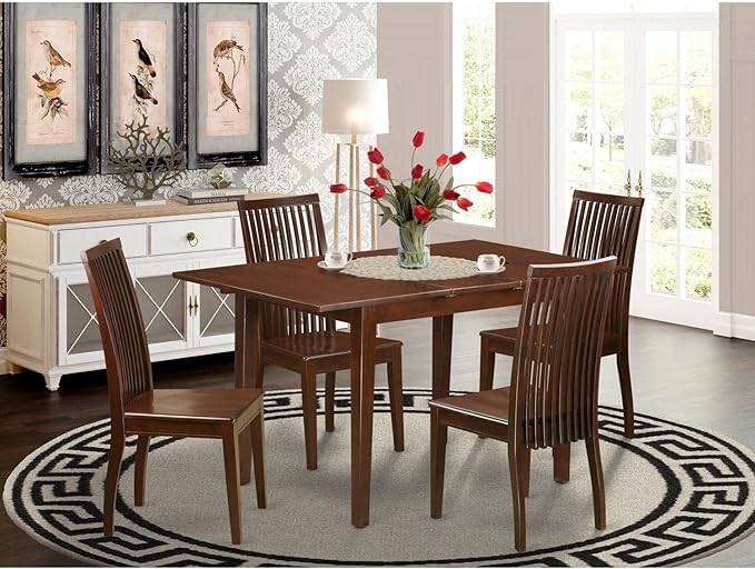 East West Furniture PSIP5-MAH-W 5 Piece Dinette Set - Image 6