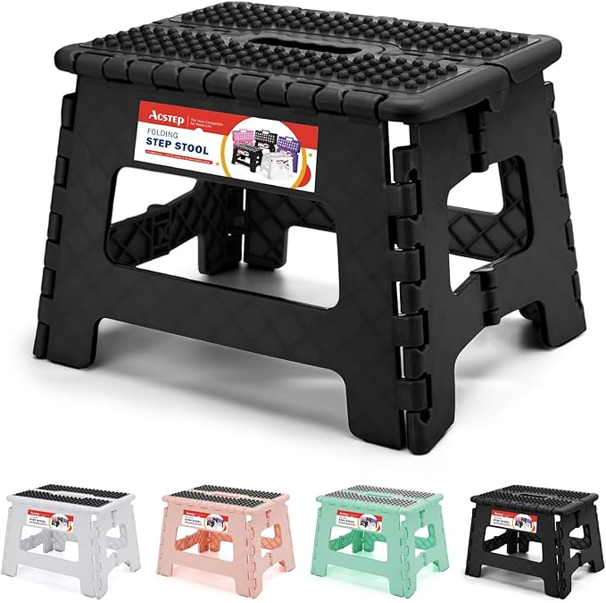 ACSTEP 9 Inch Folding Step Stool 300 LB Capacity Non Slip Foot Stool by ACSTEP