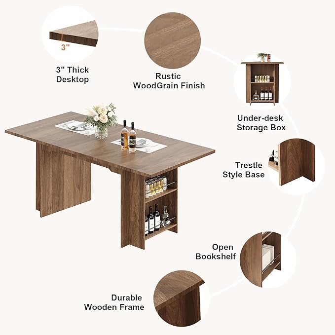 Garvee 63 Inch Dining Table for 2-4, Farmhouse Rectangular Kitchen Table - Image 4