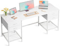 Huuger 63 Inch White Desk with 4 Drawers, Vanity Desk with Mesh Shelf, Large by Huuger