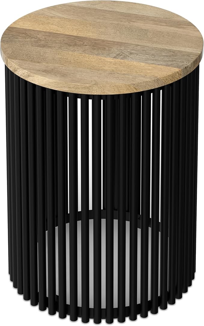 SIMPLIHOME Demy 20 inch Wide Tall Side Table in Natural Solid Mango Wood/Black - Image 7