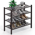 Haddockway 4 Tier Bamboo Shoe Rack Storage Organizer, Small Space 27"x11"x26" by Haddockway