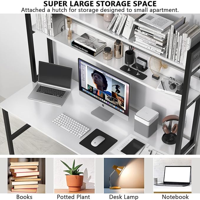 Aquzee Computer Desk with Shelves, Home Office Desk - Image 5