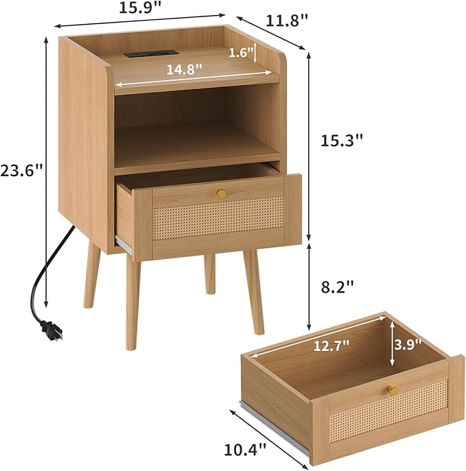 Night stand Set of 2, Bedside Tables - Image 3