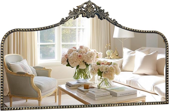 G-LEAF Vintage Baroque Mirror 48"X30", Victorian Antique Mirror by G-LEAF