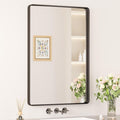 Keonjinn Black Bathroom Mirror for Vanity 24 x 36 Inch Metal Framed Wall Mirror by Keonjinn
