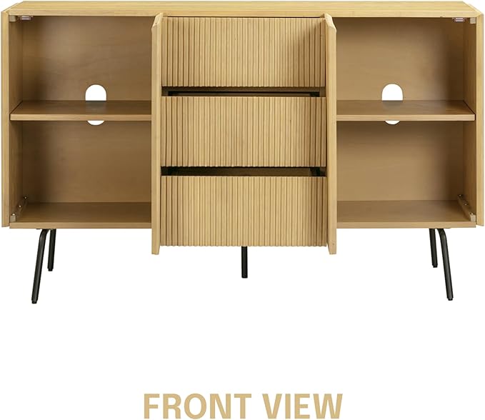 NTC Veil Sideboard with 2 Doors and 3 Drawers, Buffet Cabinet with Vertical - Image 4