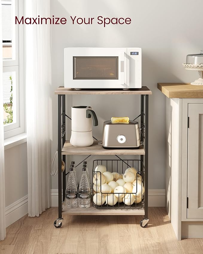 VASAGLE Kitchen Shelf on Wheels, Serving Cart - Image 4