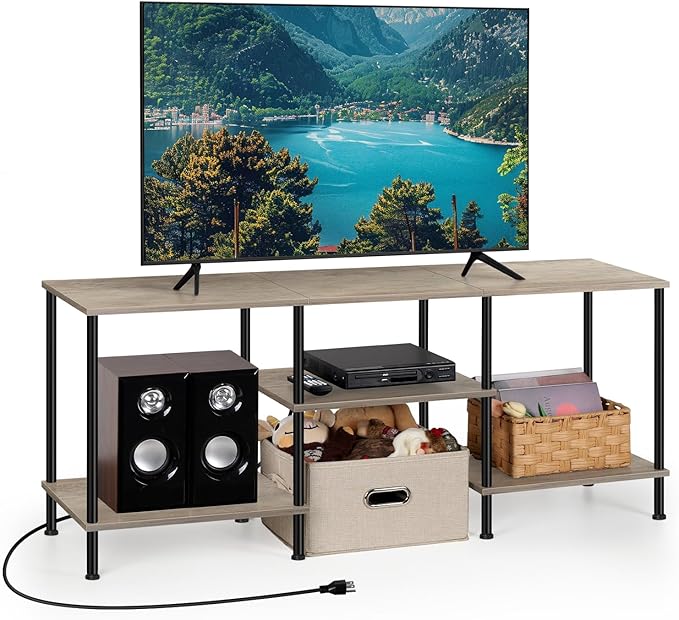 50 Inch TV Stand with Power Outlet Small Entertainment Center with Storage 3 by Luplom