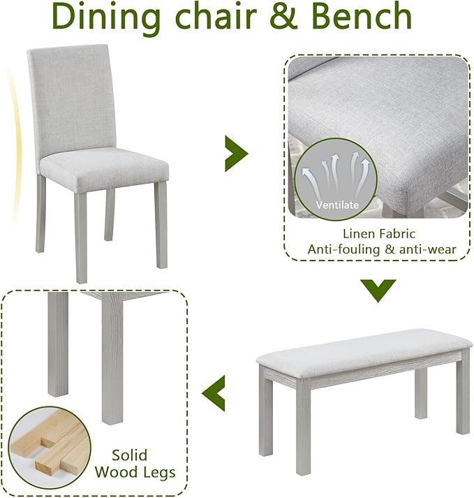 Ball & Cast 6 Piece Dining Table Set, Kitchen Table Set - Image 7