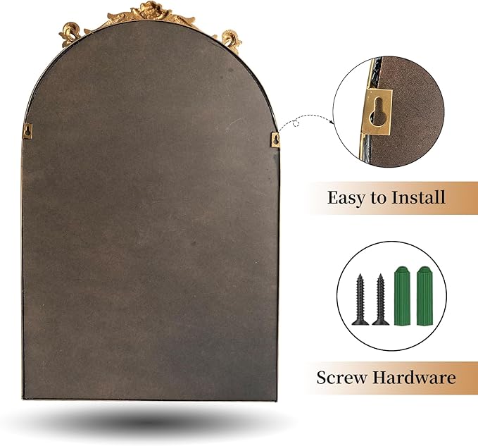 ironsmithn Gold Arched Mirror, Metal Decorative Accent Mirrors - Image 2