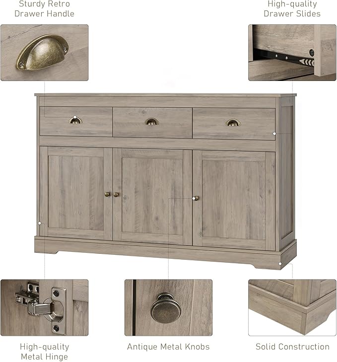 Keyluv Buffet Storage Cabinet, Sideboard Farmhouse Server Bar Wine Cabinet - Image 5