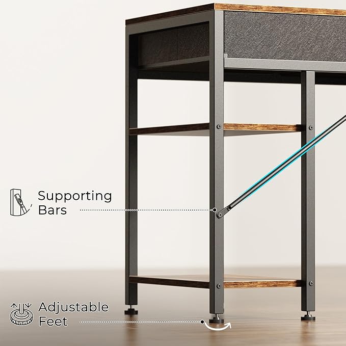 Huuger Computer Desk with 6 Drawers, 54 Inch Office Desk with Shelves, - Image 9
