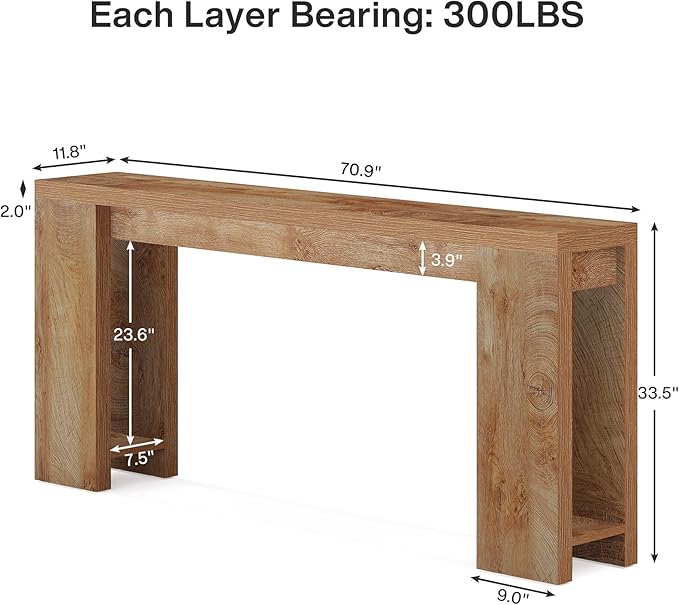Tribesigns 70.9-Inch Extra Long Console Table, Farmhouse Wood Sofa Table Behind - Image 2
