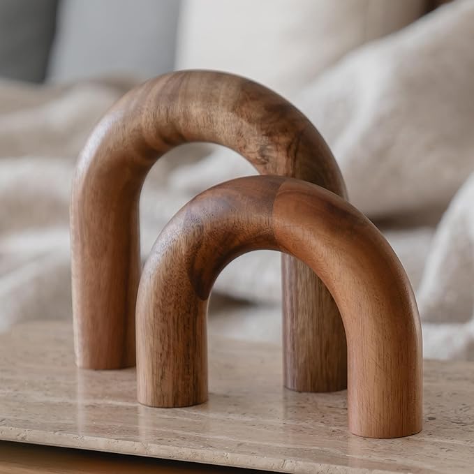 Wood Arch Bookshelf Decor by Peakoly