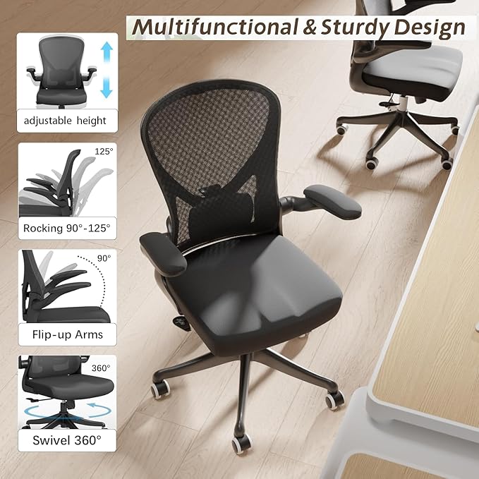 Ergonomic Office Chair with Adjustable Lumbar Support & Flip-Up Armrests - Image 5