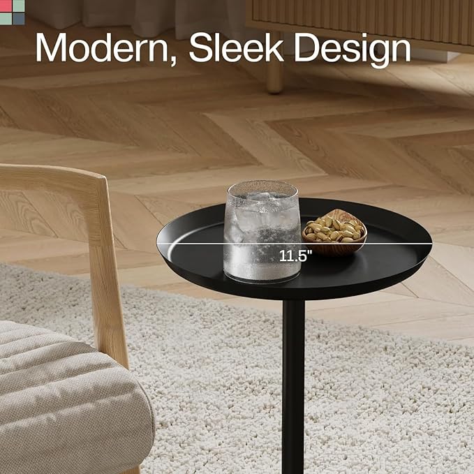 Round Metal Drink Table, Pedestal Drink Desk, Modern Home, and Living Room - Image 7