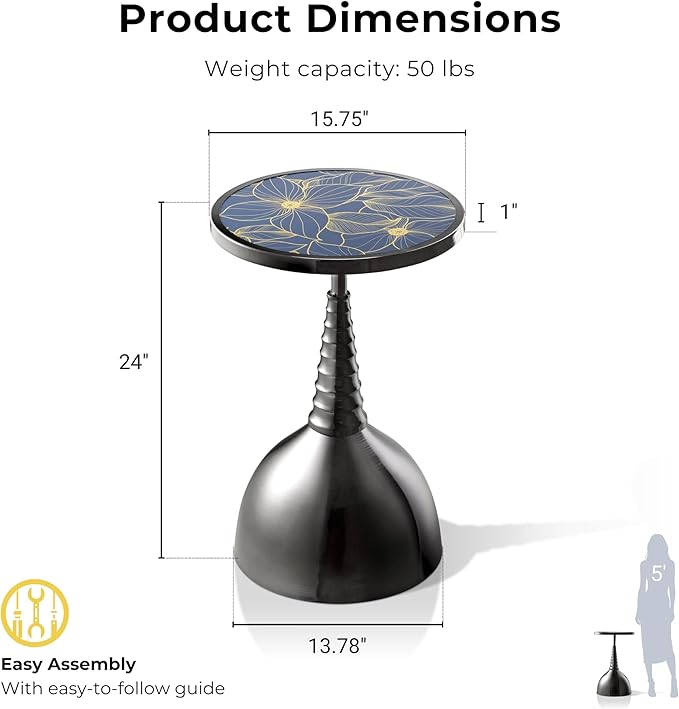 HOMES: Inside + Out Halric Modern 24" Tall Round End Table - Image 3