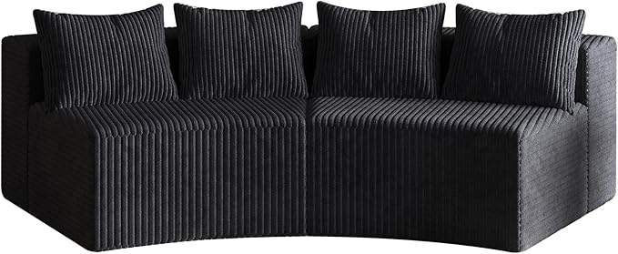 KEIKI Corduroy Curved Sectional Sofa, 2 Seater Symmetrical Modular Semi - Image 7