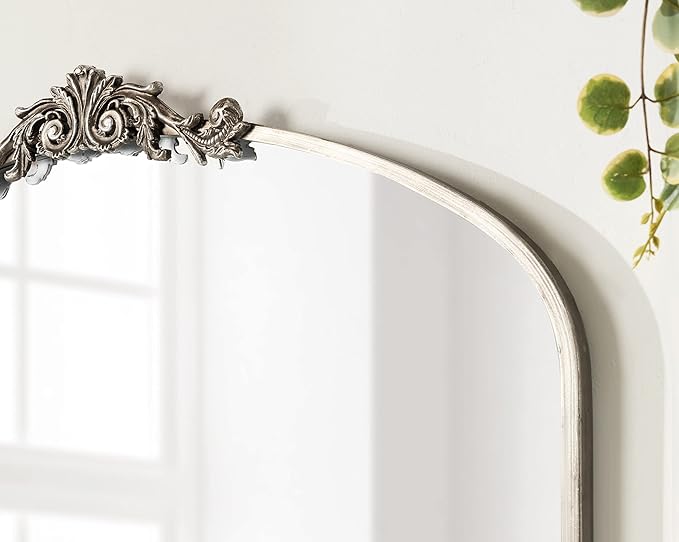 Kate and Laurel Arendahl Ornate Traditional Arched Mirror; 36 x 29; Silver; - Image 4