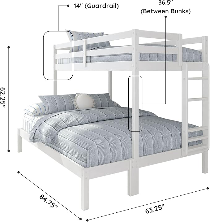 Grain & Grove Bear Twin XL Over Queen Bunk Bed, Sturdy Bunk Bed Frame - Image 2