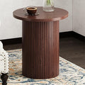 Walnut Pedestal Side Table 16.93'' Dia, Mid Century Modern Farmhouse Accent End by THKSHOUZVintageFurniture