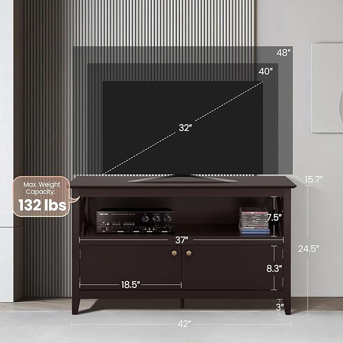 Yaheetech Wooden TV Stand for TVs Up to 48 inch, Media Entertainment Center - Image 4