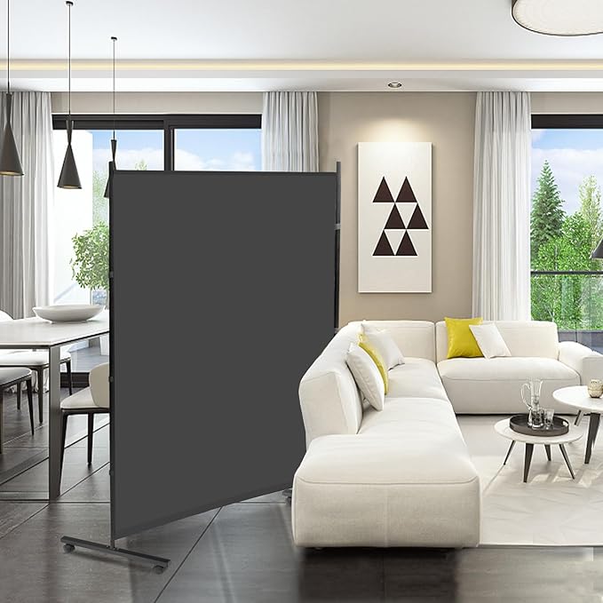 MAYOLIAH Large Single Panel Room Divider on Wheels, 71”W x 75”H Rolling Privacy - Image 3
