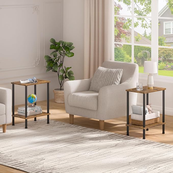 End Table, Small Side Table, 2-Tier Nightstand - Image 3