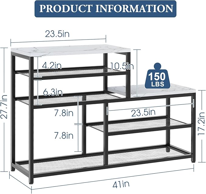 Shoe Rack Bench for Entryway, Free Standing Shoe Storage Organizer for Front - Image 3