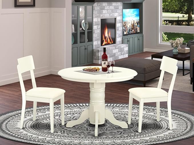 East West Furniture SHAD3-LWH-LC 3 Piece Kitchen Table & Chairs Set Contains a - Image 6