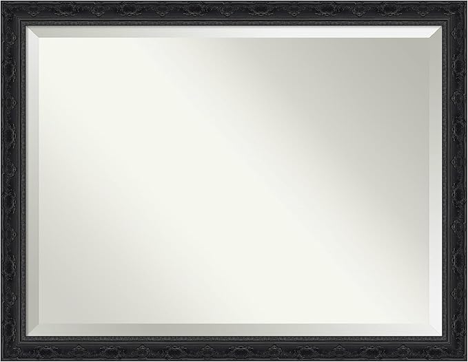 Amanti Art Bathroom Mirror for Over Sink, 35x45 Filigree Gloss Black Rectangle by AmantiArt